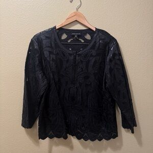 Women’s XL Weavz Black 100% Polyurethane Floral Paisley Mesh Full Zip Jacket
